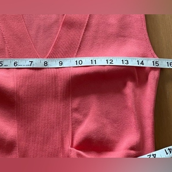 Ted Baker Size 3/US 8-10 Novari Ruched Rib Knit Sleeveless Bodycon Dress Coral - Picture 6 of 12